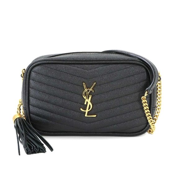 SAINT LAURENT Lou Mini Chain Shoulder Bag Leather Black 612579 90289009 - Picture 1 of 10